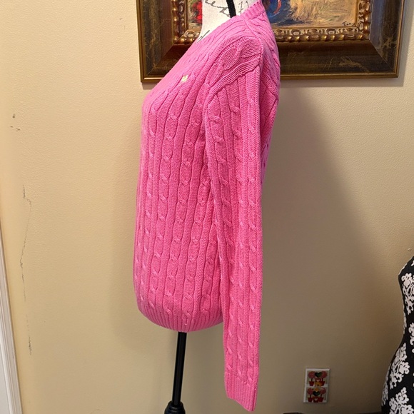 💗🌴Lilly Pulitzer Clasdiv Pink Cable Knit Ling Sleeve Comfy preppy Sweater - Picture 7 of 11